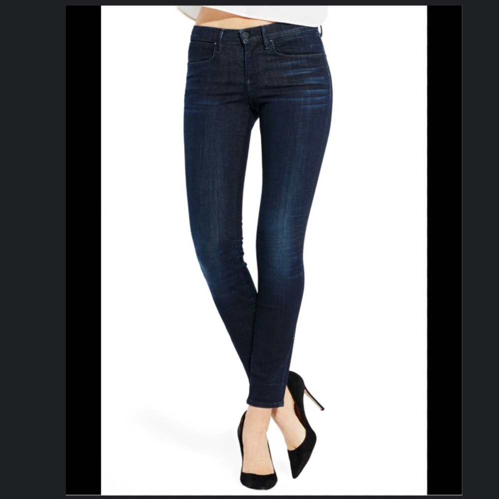 AYR Skinny Lowrise Distressed Jeans W25 dark wash blue